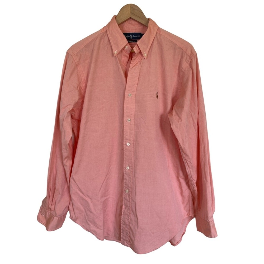 Ralph Lauren Men's Coral Button-Down Oxford Shirt Size 16 34/35 Classic Pony‎
